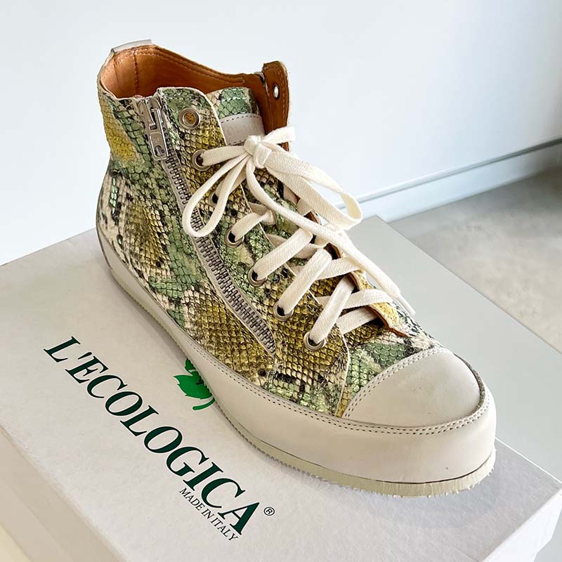 Trish Green Snake Print Women's Sneakers