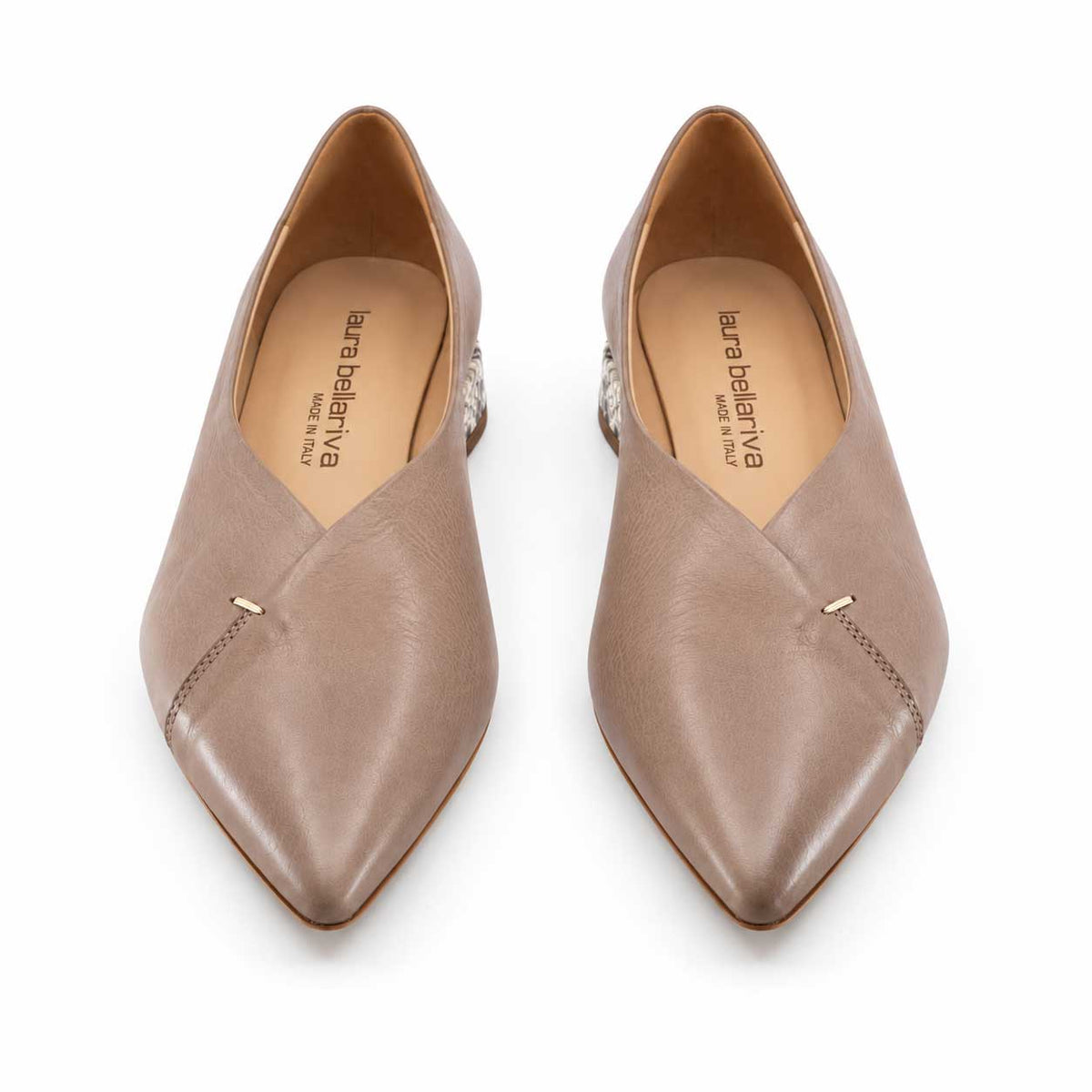 Camilla Womens Taupe Leather Flats
