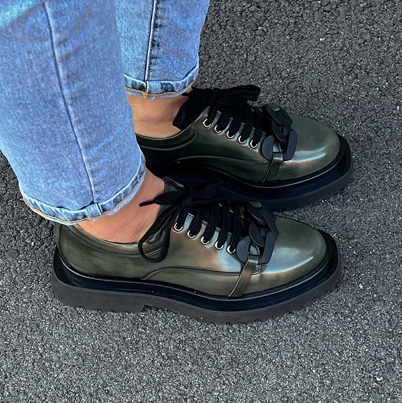 7282 Dark Green Women's Loafers