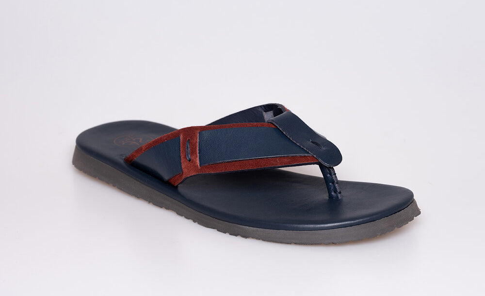 Navy Men's Leather Thong Sandals