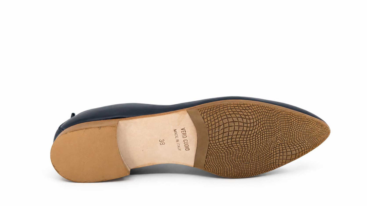 Mia Navy Leather Loafers