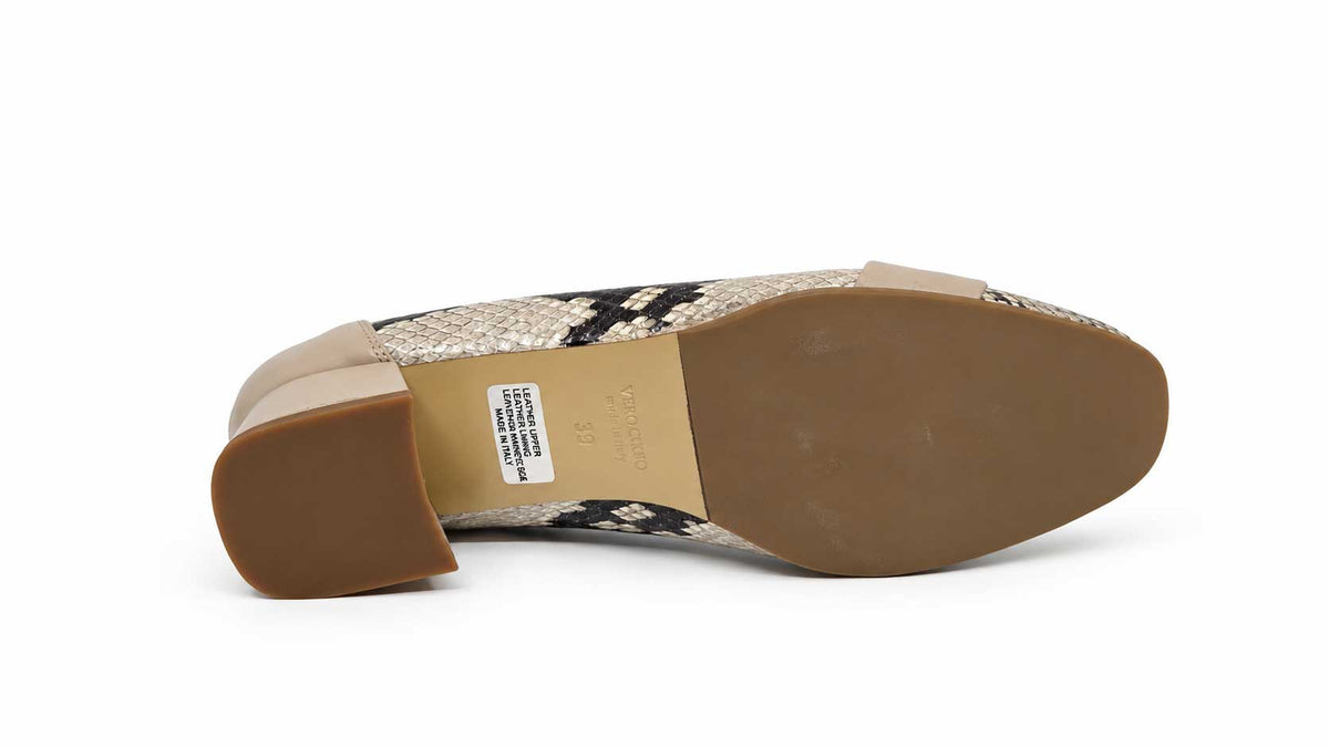 Flaviana Beige Snake-Print Court Shoes
