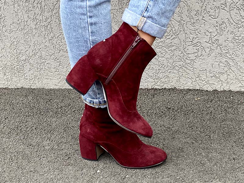Stephanie Burgundy Women's Ankle Boots