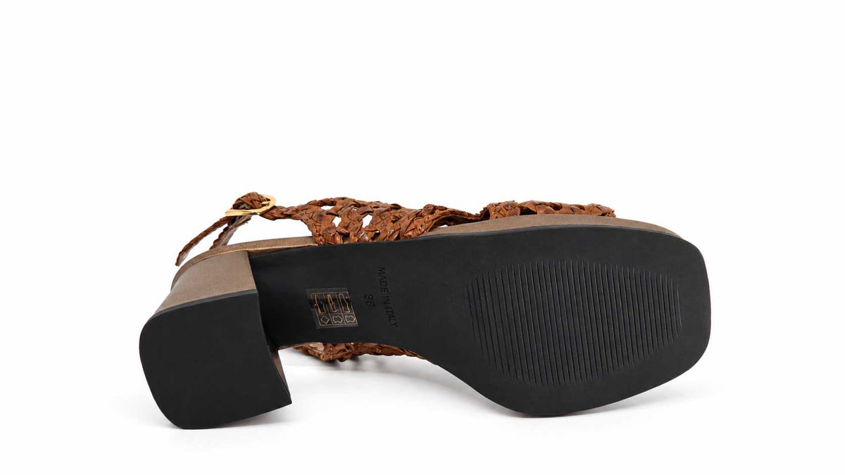 Ornella Tan Woven Platform Sandals