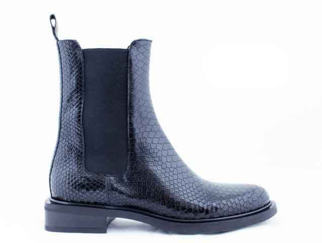 6004 Black Snakeskin Women's Chelsea Boots