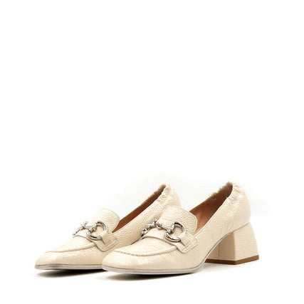 8790 Beige Patent Women's Leather Loafers