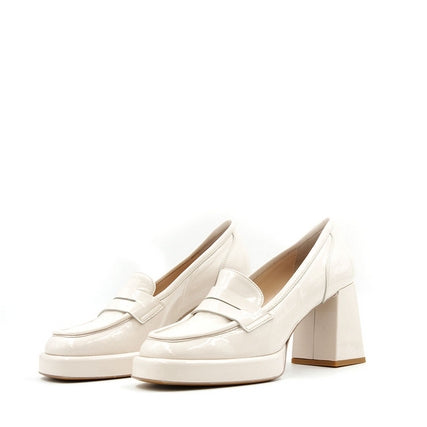 8825 Beige Patent Women's Leather Loafers