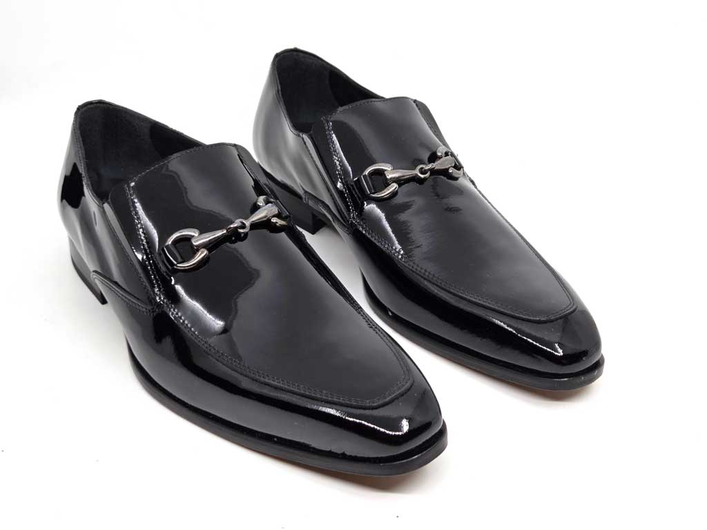 Nicholas Black Patent Horsebit Loafer