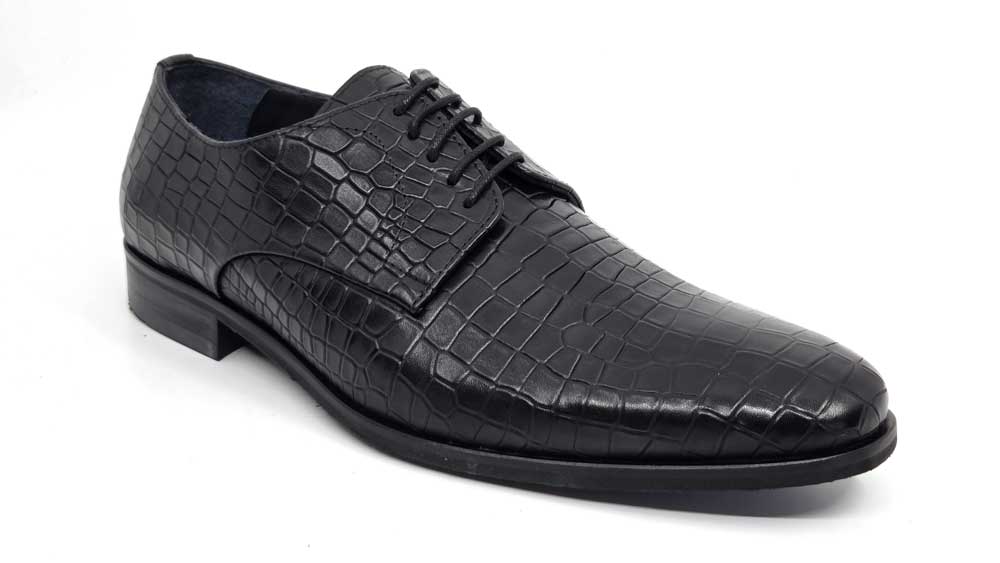 Dorian Black Croc Derby Shoes