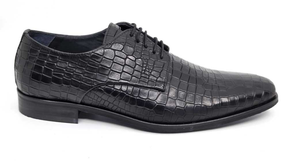 Dorian Black Croc Derby Shoes