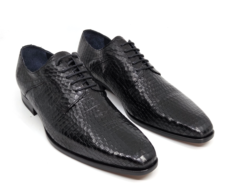 Dimitrios Black Croc Derby Shoes