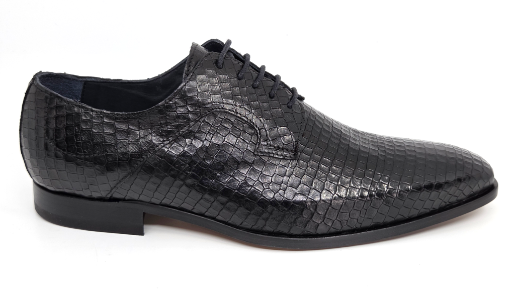 Dimitrios Black Croc Derby Shoes
