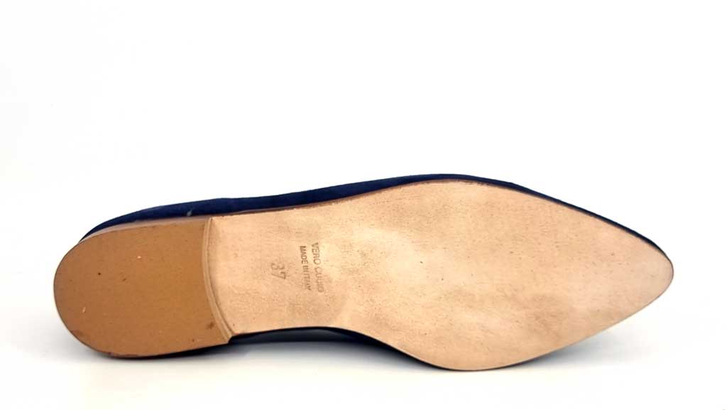 Navy Suede Loafers with Silver trim