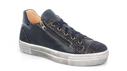 Black Leather Sneakers with Side Zip
