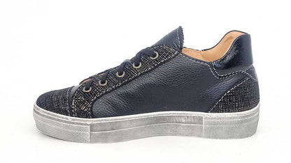 Black Leather Sneakers with Side Zip