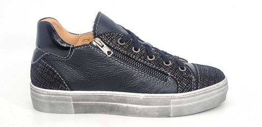 Black Leather Sneakers with Side Zip
