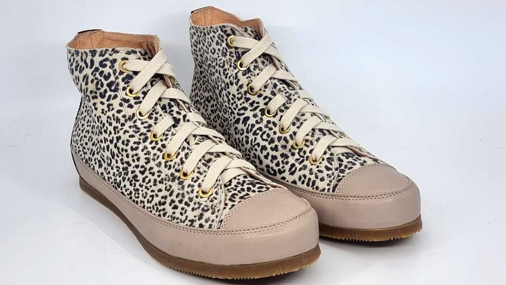 Leopard Beige Leather Sneakers