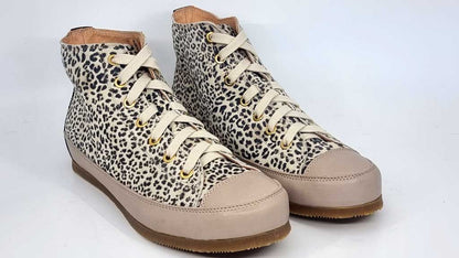 Leopard Beige Leather Sneakers