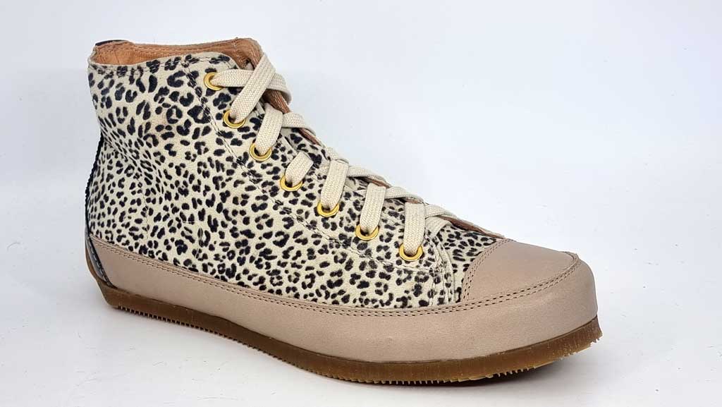 Leopard Beige Leather Sneakers