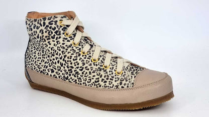 Leopard Beige Leather Sneakers
