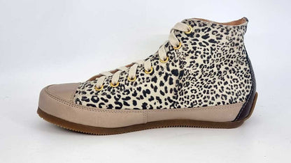 Leopard Beige Leather Sneakers