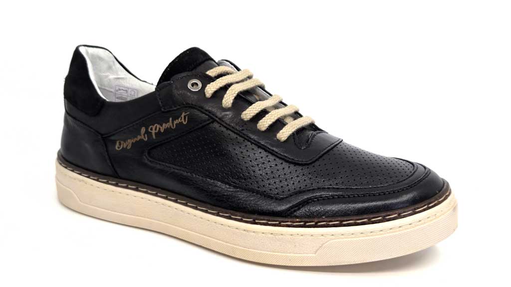 748 Black Italian Leather Sneakers
