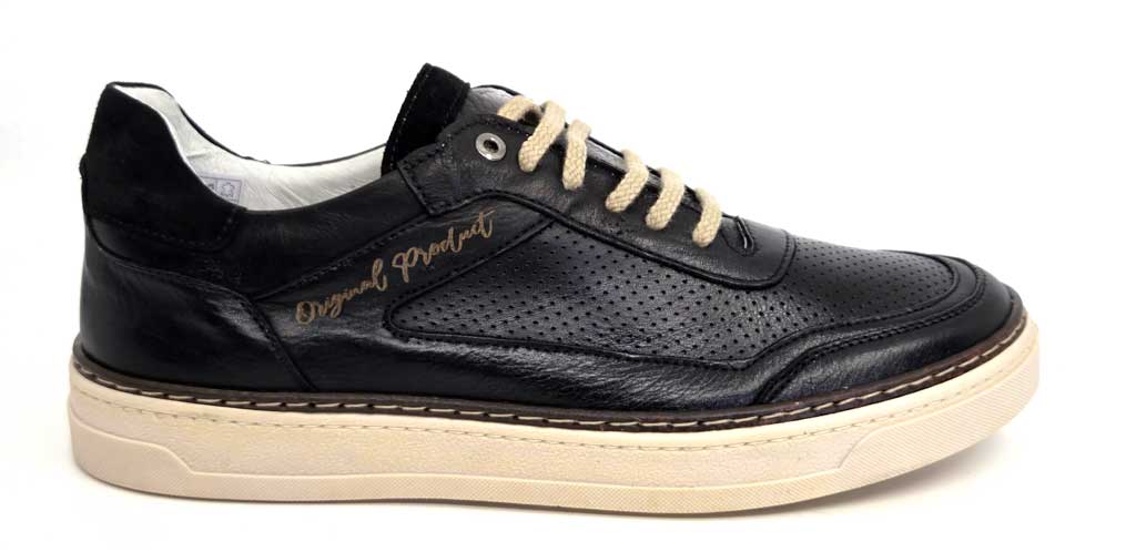 748 Black Italian Leather Sneakers