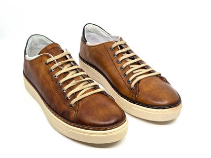 757 Tan Brown Italian Leather Sneakers