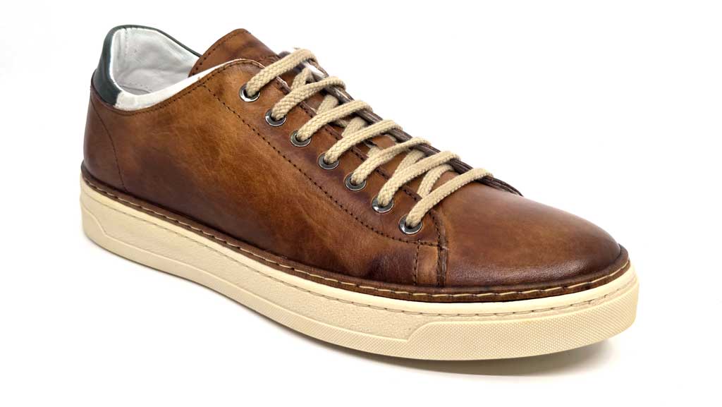 757 Tan Brown Italian Leather Sneakers