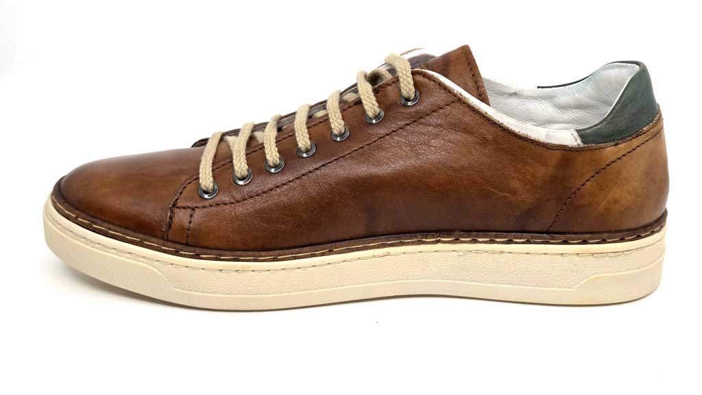 757 Tan Brown Italian Leather Sneakers