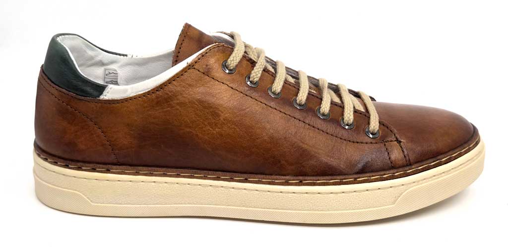 757 Tan Brown Italian Leather Sneakers