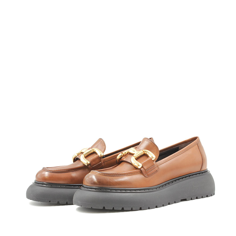 8052 Tan Women's Platform Loafers