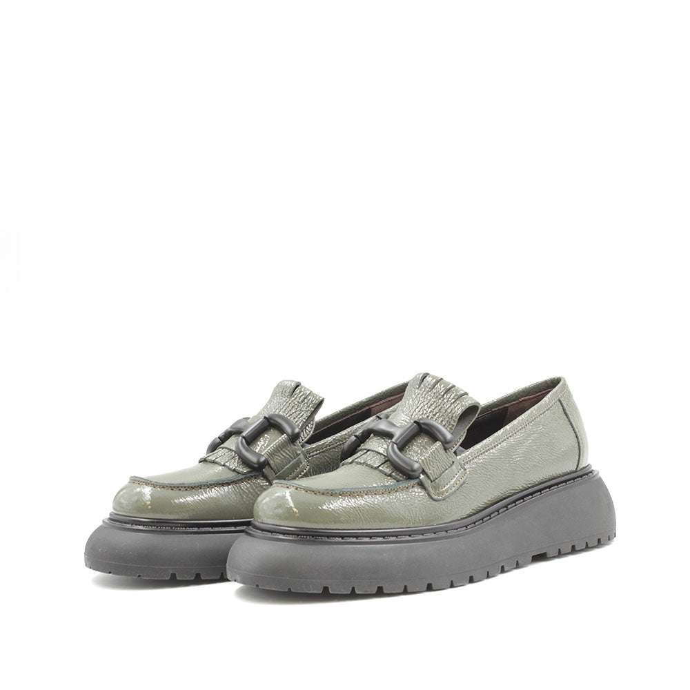 8053 Military Green Women's Platform Loafers