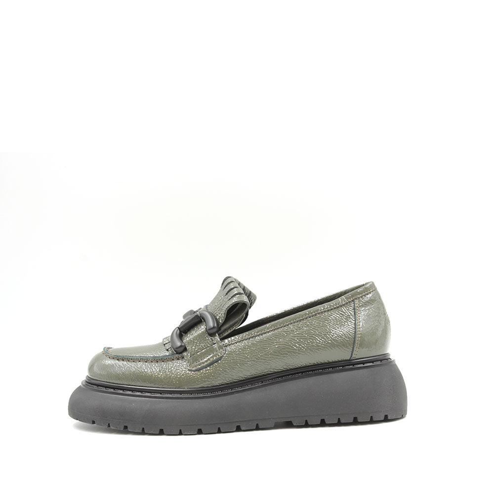 8053 Military Green Women's Platform Loafers