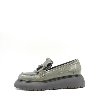 8053 Military Green Women's Platform Loafers