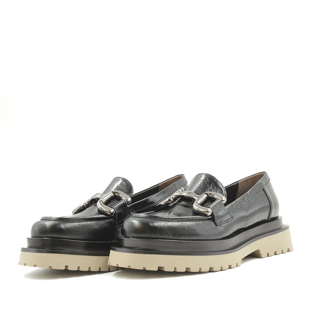 8080 Black Women's Winter Horsebit Loafers