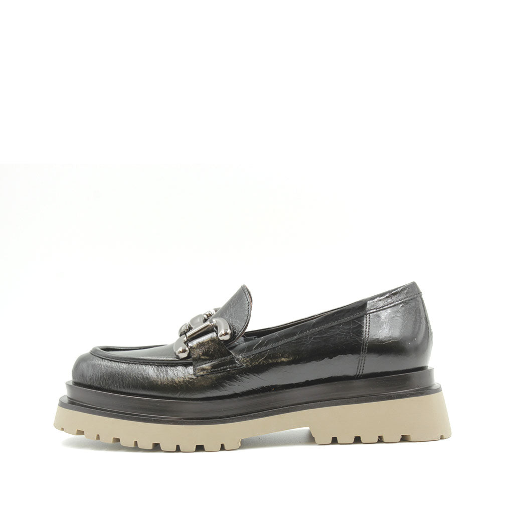 8080 Black Women's Winter Horsebit Loafers
