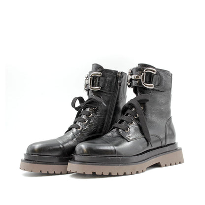 8087 Black Women's Lace-Up Boots