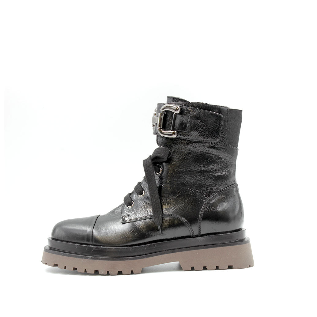 8087 Black Women's Lace-Up Boots