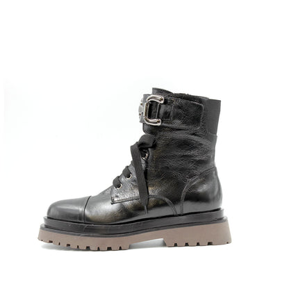 8087 Black Women's Lace-Up Boots