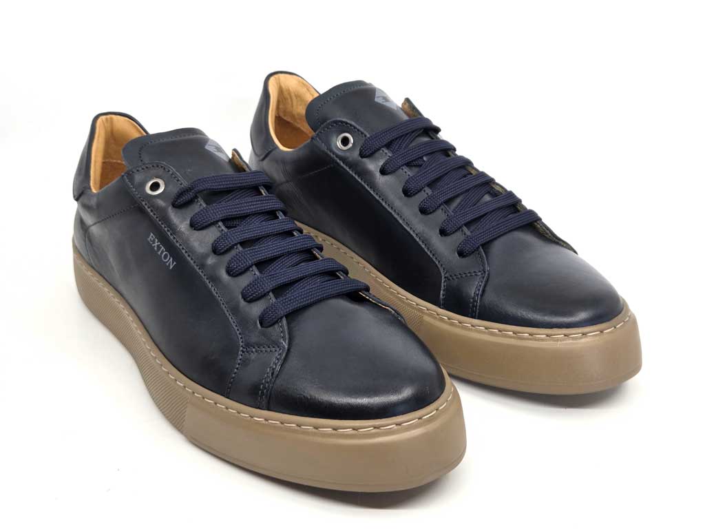 Eric Navy Leather Sneakers