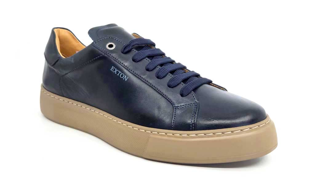 Eric Navy Leather Sneakers