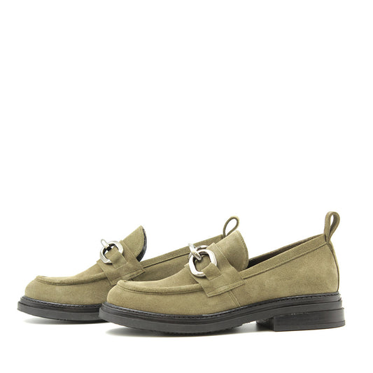 9041A Green Suede Women's Loafers