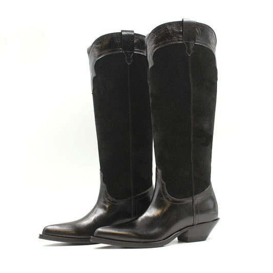 9248B Black Knee High Women's Western Boots