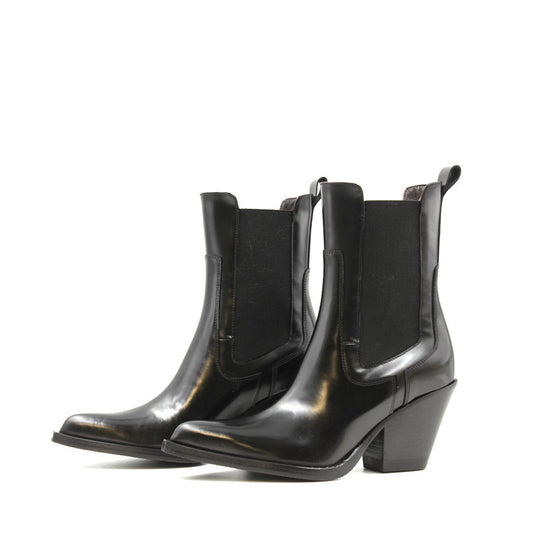 9280 Black Women's Leather Ankle Boots