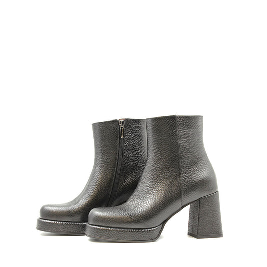 9365 Black Women's Leather Ankle Boots