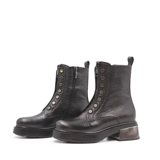 9671 Black Combat Women's Ankle Boots