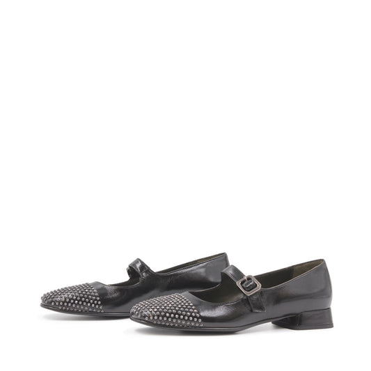 9710P Black studded flat mary jane shoes