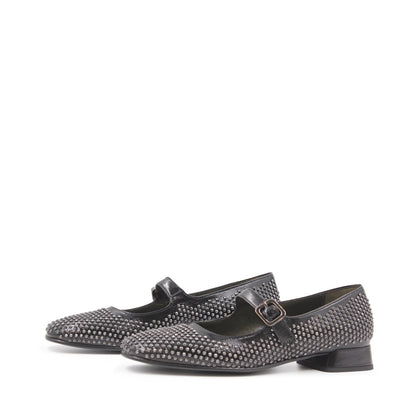 9710R Black studded flat mary jane shoes