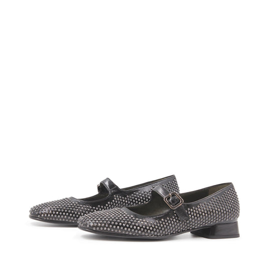 9710R Black studded flat mary jane shoes